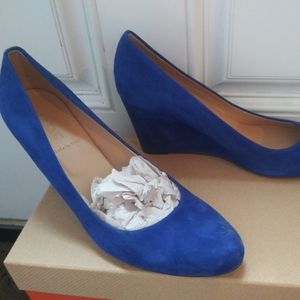 J crew blue suede wedge